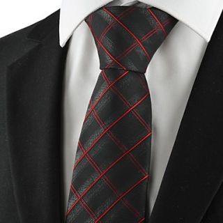 New Checked Pattern Red Men Tie Formal Necktie for Wedding Holiday Gift