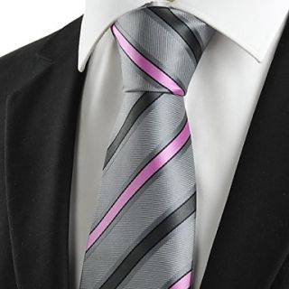 New Striped Pink Novelty Mens Tie Necktie for Wedding Party Holiday Gift