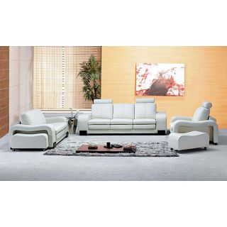 Oakland Modern White Leather Living Room Set