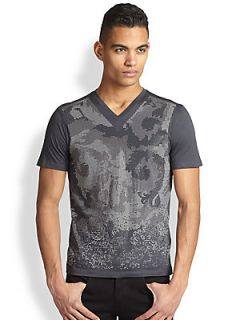 Versace Collection Gold Stud Tee   Grey