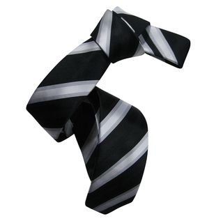 Dmitry Mens Black Italian Silk Patterned Skinny Tie