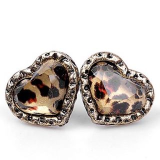 Women Vintage Leopard Peach Heart Earrings