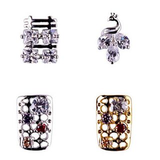 3PCS Zircon Diamond Studded Nail Art Alloy Decorations Riches And Honour No.108 111