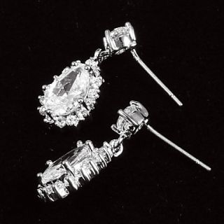 Fashionable Platinum Plated With Zircon Womens Drop Earrings