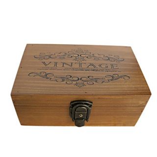 Retro Words Pattern Wood Storage Box