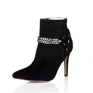 Suede Womens Stiletto Heel Fashion Boots Ankle Boots with Chain