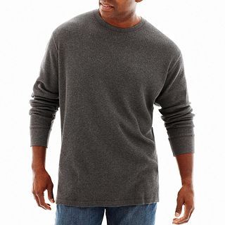 The Foundry Supply Co. Waffle Knit Crew Big & Tall, Charcoal Heather, Mens