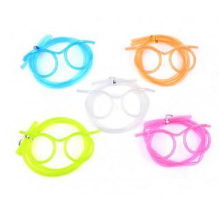 Disposable Glasses Shaped Straw (Random Color)