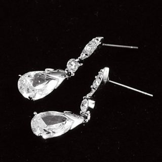 Charming Platinum Plated With Zircon Womens Drop Earrings