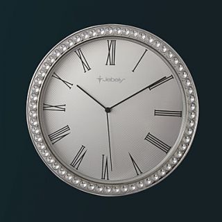 15H Roman Numerals Aluminum Wall Clock With Jewelry Decoration