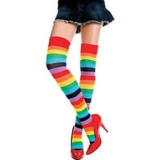 Sexy Rainbow Colour Stripped Thigh High Stockings