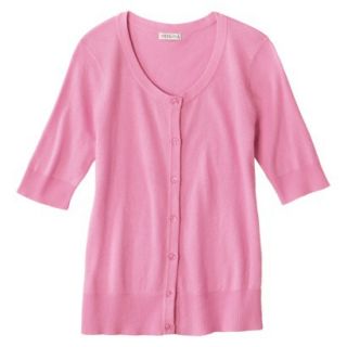 Merona Womens Short Sleeve Cardigan   Peppy Pink   XL