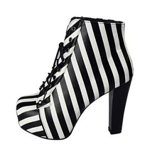 Leatherette Womens Platform Ankle Boots with Zebra Print Fashion Shoes