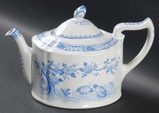 Furnivals Quail Blue (Round,Quail Backstamp) Small Teapot & Lid, Fine China Dinn