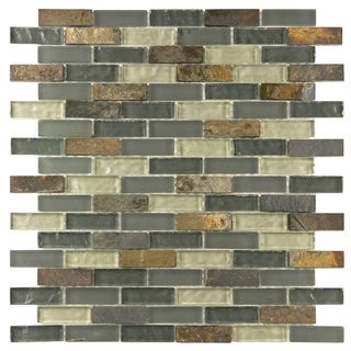Somertile Reflections Subway Wisp Glass/stone Mosaic Tiles (pack Of 10)