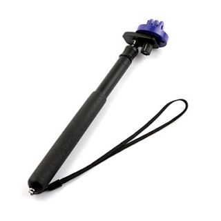 Black 6 Section Retractable Handheld Monopod with Blue plastic Tripod Mount Adapter for GoPro Hero 3/3/2