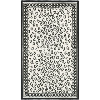 Hand hooked Chelsea Leopard White Wool Rug (29 X 49)