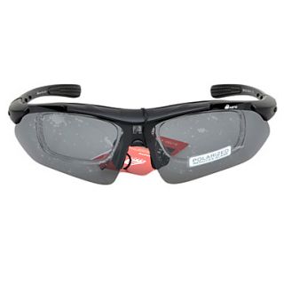 BASTO One Piece Polarized Gray 4 Pcs PC Lens Frosted Black Frame Cycling Glasses