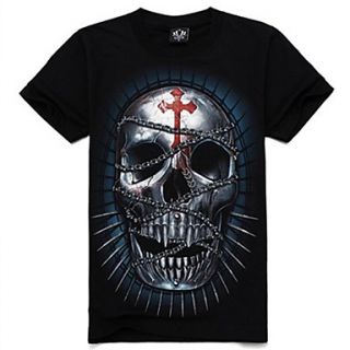 Mens 3D Skull Print Short Sleeve T shirt