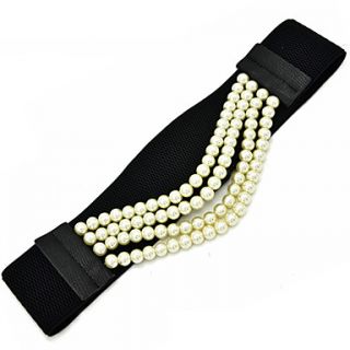 Womens Fashion All match Pearls Elastic Belt