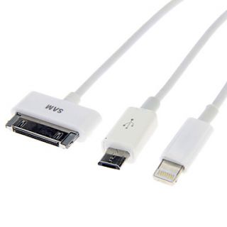 3 in 1 USB Sync Cable USB Charger Cable for iPhone4/iPhone5/Samsung/HTC(0.23m)