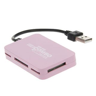 All in 1 USB 2.0 Memory Card Reader (White/Pink)
