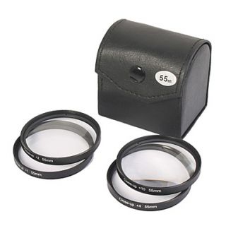 55mm Macro Filter Set with PU Leather Bag (1, 2, 3, 4)