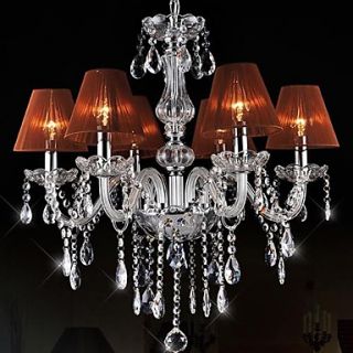 High Quality LED E14x6 3W Modern Crystal Chandelier Light Fixture Crystal Pendant Ceiling Lamp With Lampcup