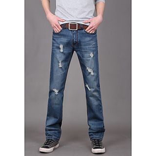 Mens Fashion Ripped Straight Jeans