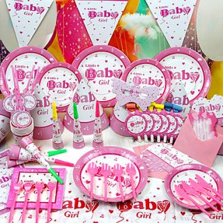 Sweet Girl Party Supplies for Baby Shower   Set of 84 Pieces