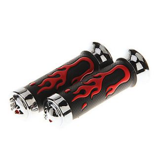 Motorcycle Decoration Parts Red Fire Skull Handlebar grips(Black 2 Pieces)