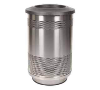 Witt Industries 55 Gallon Perforated Trash Can w/ Flat Top Lid, Stainless Finish
