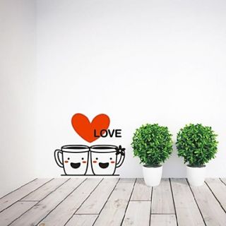 Romance Cute Cartoon Lovers Cup Wall Stickers
