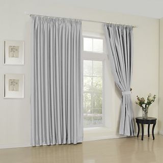 (One Pair) Modern Classic Silver Solid Blackout Curtain