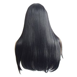 Lace Front Fashionalbe Synthetic Heat resistant Fiber Fluffy Straight Wig(Natural Black)