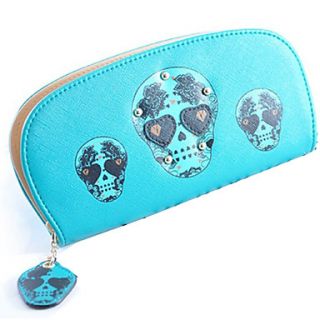 Womens Euramerican New Style Contrast Long Wallet With Skulls Pattern