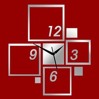 19H Modern Style Square Mirror Wall Clock