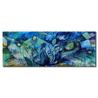 Hand Painted Oil Painting Abstract Blue Art with Stretched Frame