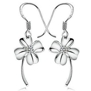 Gorgeous Silver Plated With Cubic Zirconia Clover Drop Womens Earrings(More Colors)