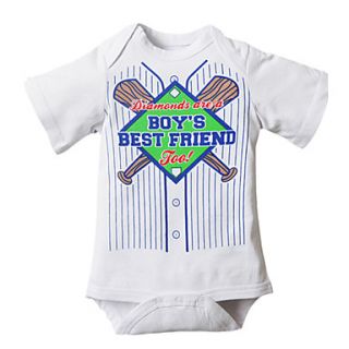Doomagic Kids Fashion Baseball Print Baby Romper(White)
