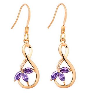 Elegant Gold Or Silver Plated With Purple Cubic Zirconia Word 8 Womens Earrings(More Colors)