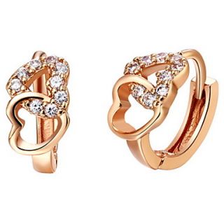 Sweet Gold Or Silver Plated With Cubic Zirconia Heart To Heart Womens Earrings(More Colors)