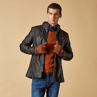 Gentleman Personality in Long Male Leather Jacket