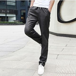 Mens Pure Color Casual Chinos