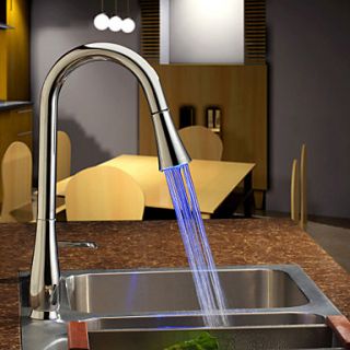 Contemporary Pull Down Kitchen Faucet with Color Changing LED Light