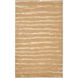 Handmade Soho Stripes Beige/ Gold N. Z. Wool Rug (76 X 96)