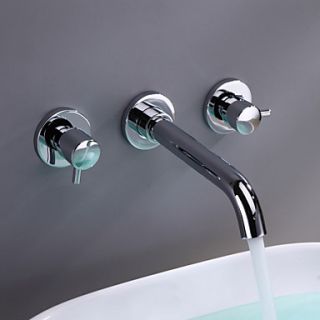 Chrome Finish Wall Mount Bathroom Sink Faucet (Widespread)