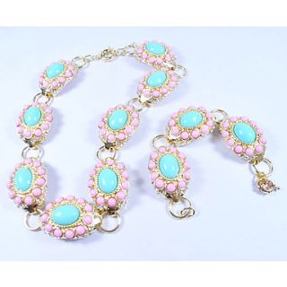 Womens Euramerican Fashion Colorful Resin Flowers NecklaceChain