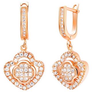 Charming Gold Or Silver Plated With Cubic Zirconia Clover Womens Earrings(More Colors)