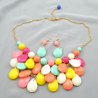 Womens Bubble Colorful EarringNecklace Set